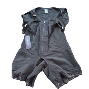 SHAPERX Black Bodysuit Shapewear XL Tummy Control Fajas Zipper Open Crotch NWT